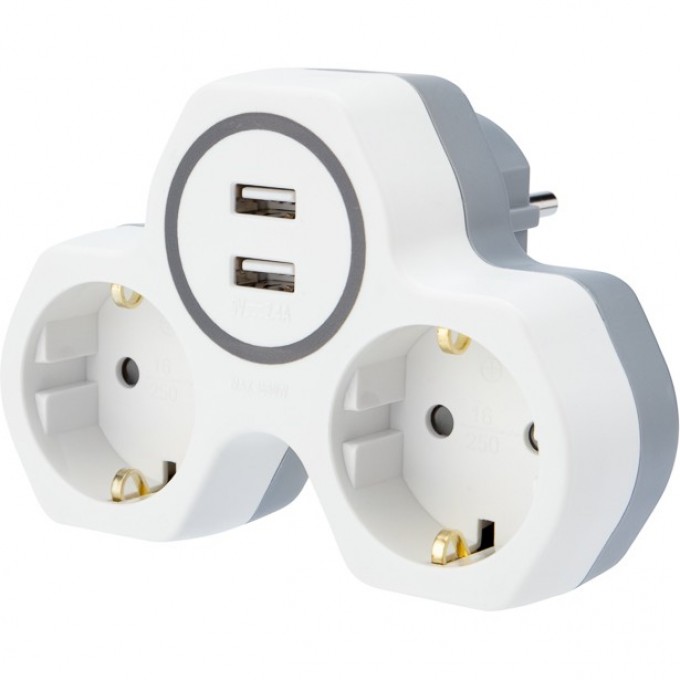 Двойник электрический REXANT 16 А с заземлением и защитными шторками + 2 usb порта белый 11-1089 Двойник электрический REXANT 16 А с заземлением и защитными шторками + 2 usb порта белый 11-1089