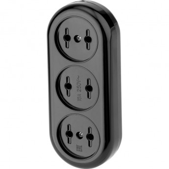 Колодка REXANT 3 гнезда карболитовая б/з 16 А, черная Колодка REXANT 3 гнезда карболитовая б/з 16 А, черная