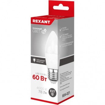 Лампа светодиодная REXANT СВЕЧА (CN) 7,5Вт E27 713Лм 4000K нейтральный свет