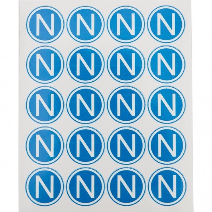 Наклейка REXANT знак электробезопасности «N» d - 20 мм (20шт на листе) 56-0059 Наклейка REXANT знак электробезопасности «N» d - 20 мм (20шт на листе) 56-0059