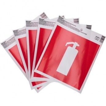 Наклейка знак пожарной безопасности "Огнетушитель" REXANT с хедером; 200х200 мм