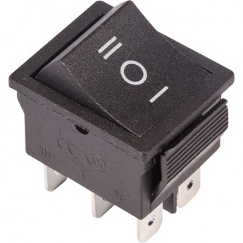 Переключатель клавишный REXANT 250V 15А (6с) ON-OFF-ON черный с нейтралью (RWB-508, SC-767)