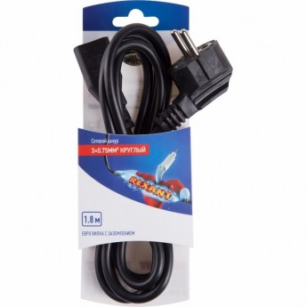 Шнур сетевой REXANT Евро 3*0.75мм² 1.8m (PE) с заземлением