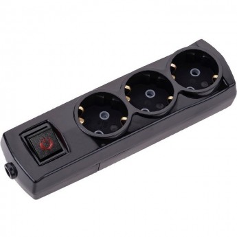 Удлинитель REXANT PREMIUM 3 гнезда, 1,5м, 3х1,5мм², с/з, с выключателем, черный