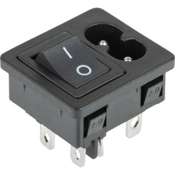 Выключатель клавишный REXANT 250 V 6 А (4с) ON-OFF черный со штекером C8 2PIN